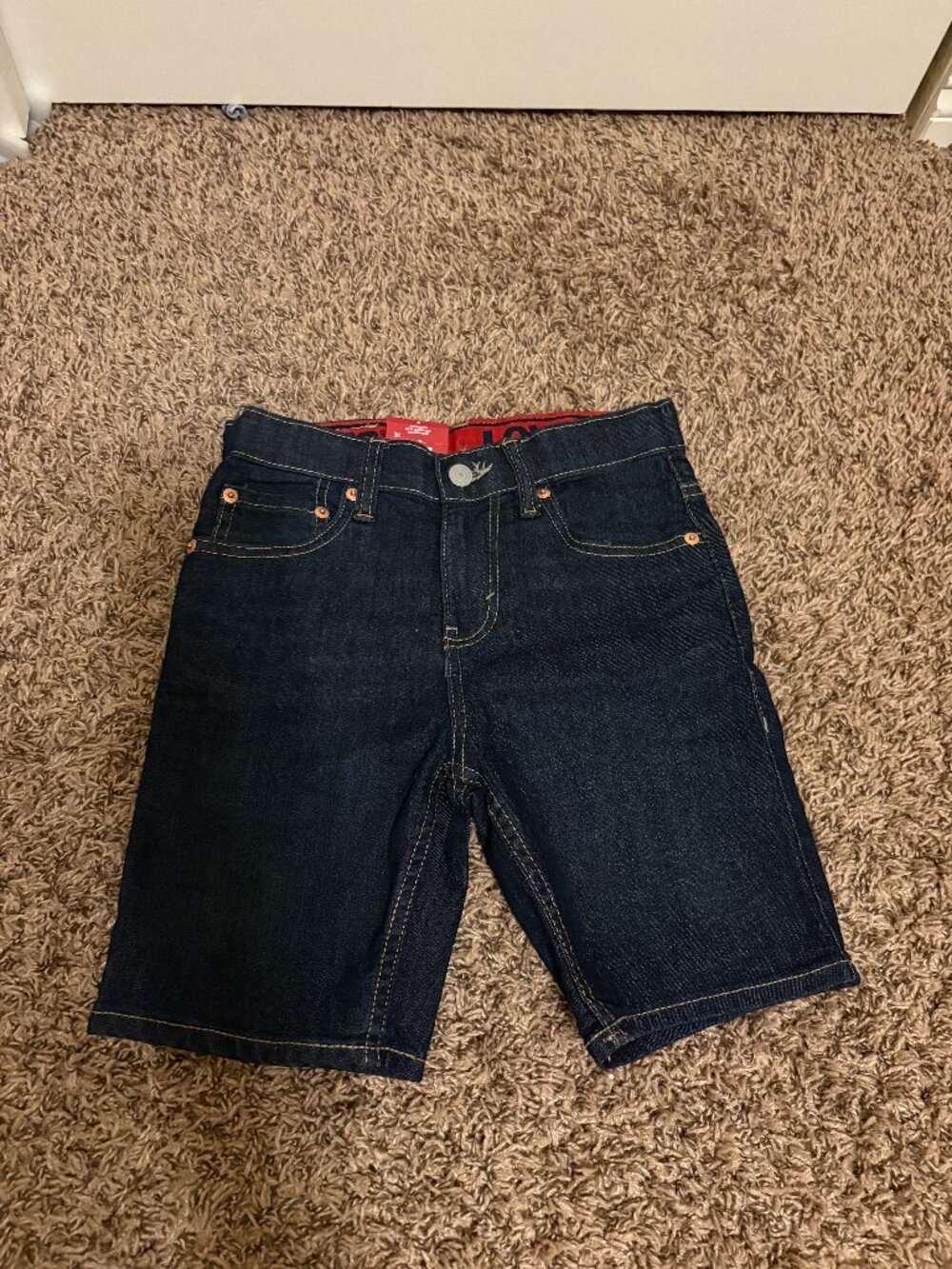 Levi's Boys Denim Shorts Size 8 Red Tab 511 Dark Blue NWT NEW Zip Fly Adjustable